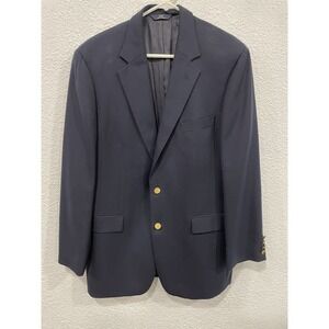 Brooks Brothers 346 Navy Blue Single Breasted 2 Gold Buttons Classic Blazer, 42L
